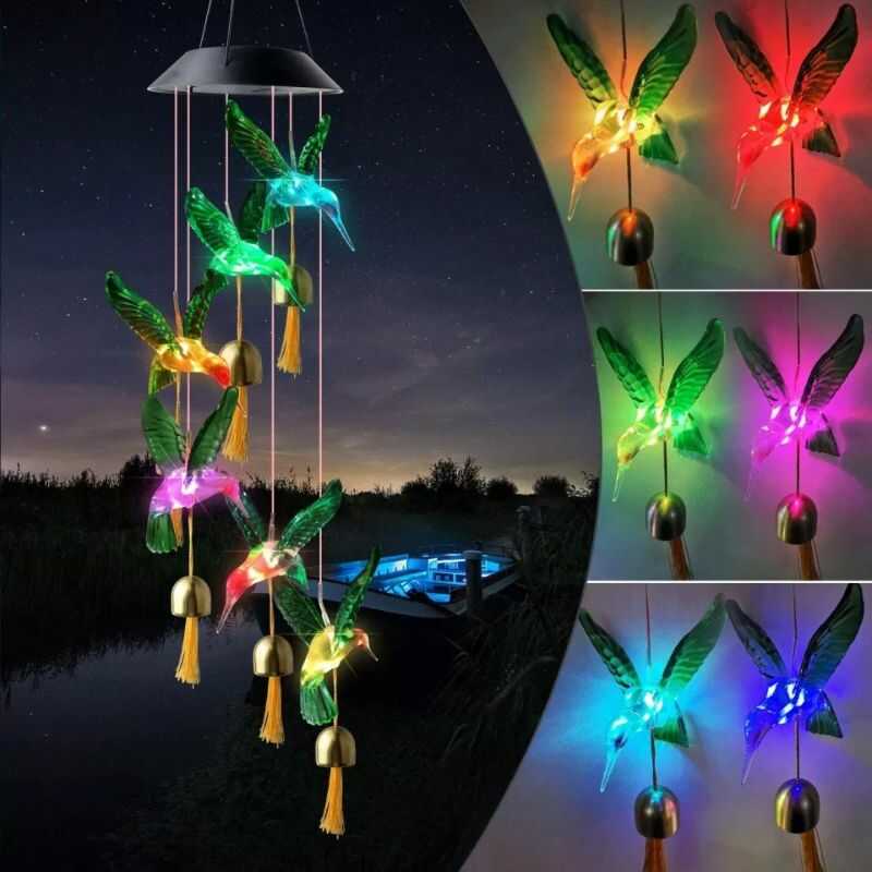 Colibrí solar con campanas, perfecto como regalo especial