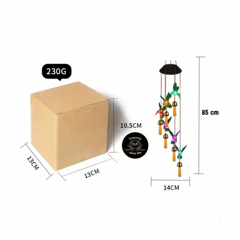 Elegante colgante solar colibrí con luces LED y campanas