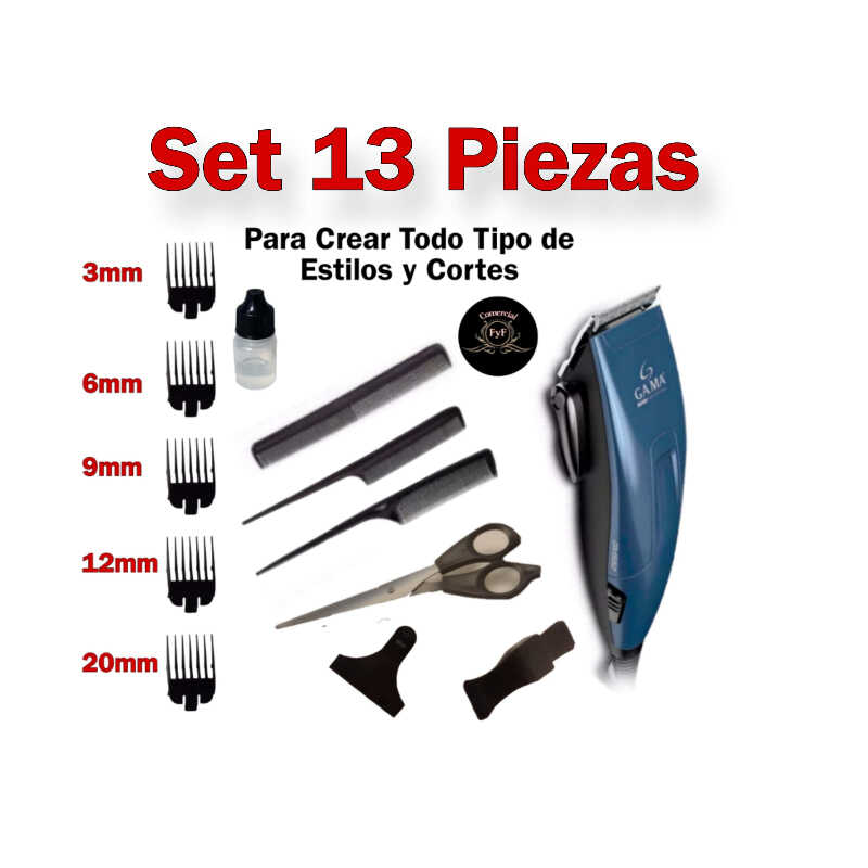 Cortadora de pelo GM-562 con 13 piezas y accesorios completos