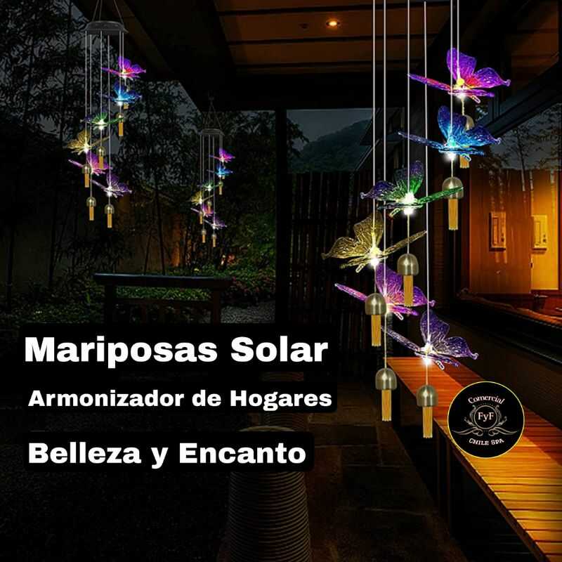 Decoración de jardín con mariposas solares y campanillas LED